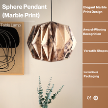 Load image into Gallery viewer, Sphere Pendant (Marble Print) - Marble Print, Origami Pendant Lamp, Best Design Messe Frankfurt Trends 2024
