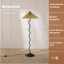 Load image into Gallery viewer, Wavy Floor Lamp - Contemporary Metal Base Lighting with Handpleated Shade
