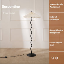 Load image into Gallery viewer, Wavy Floor Lamp - Contemporary Metal Base Lighting with Handpleated Shade
