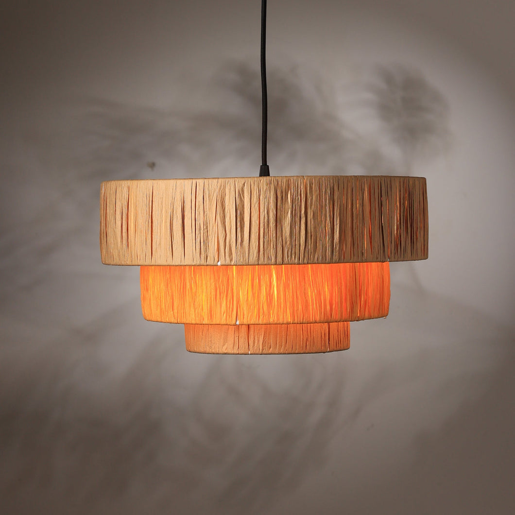 Ombre Pendant Lamp - Raffia Hanging Light, Handmade Pendant Light, Modern Decorative Lighting