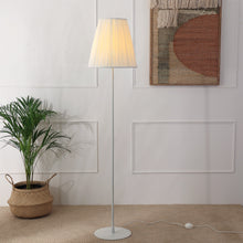 Load image into Gallery viewer, Polester Floor Lamp - White Pleated Shade, White Stick Lamp, Easy to Assemble
