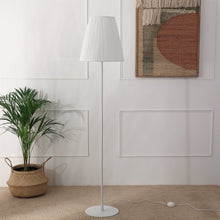 Load image into Gallery viewer, Polester Floor Lamp - White Pleated Shade, White Stick Lamp, Easy to Assemble
