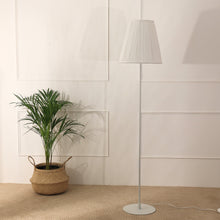 Load image into Gallery viewer, Polester Floor Lamp - White Pleated Shade, White Stick Lamp, Easy to Assemble
