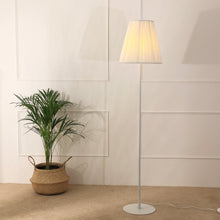 Load image into Gallery viewer, Polester Floor Lamp - White Pleated Shade, White Stick Lamp, Easy to Assemble
