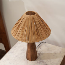 Load image into Gallery viewer, HARMONY TABLE LAMP - RAFFIA, NATURAL WOOD, PERFECT DESK LAMP FOR EARTHY SPACES
