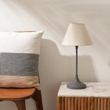 Load image into Gallery viewer, RUSTIQUE TABLE LAMP - COTTAGE CHARM, MID-CENTURY, LINEN SHADE DESK LAMP
