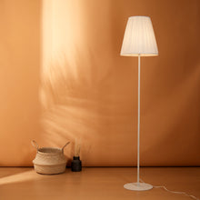 Load image into Gallery viewer, Polester Floor Lamp - White Pleated Shade, White Stick Lamp, Easy to Assemble
