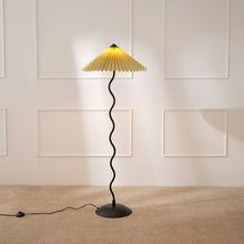 Load image into Gallery viewer, Wavy Floor Lamp - Contemporary Metal Base Lighting with Handpleated Shade
