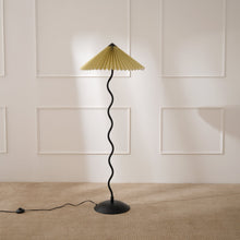 Load image into Gallery viewer, Wavy Floor Lamp - Contemporary Metal Base Lighting with Handpleated Shade
