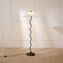 Load image into Gallery viewer, Wavy Floor Lamp - Contemporary Metal Base Lighting with Handpleated Shade
