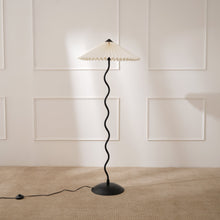 Load image into Gallery viewer, Wavy Floor Lamp - Contemporary Metal Base Lighting with Handpleated Shade
