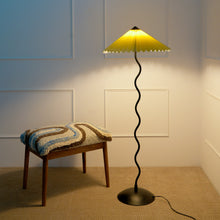 Load image into Gallery viewer, Wavy Floor Lamp - Contemporary Metal Base Lighting with Handpleated Shade
