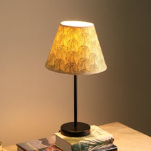 Load image into Gallery viewer, Nordic Night Table Lamp - Tropical Floral Print Desk Lamp - Made from Cotton Recycled Paper, Bedside Lamp With Indian Block Printing Technique, Premium Matte Finish for Base
