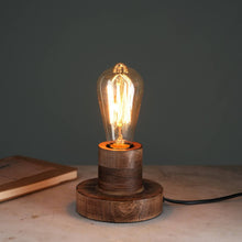 Load image into Gallery viewer, Naked Bulb Table Lamp - Artistic incandescent Bulb Desk Lamp, Mango Wood Bedside Lamp Made from Base
