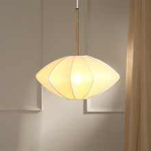 Load image into Gallery viewer, Luxe Collection Pendant Lamp - Tokyo Lamp - Premium Chiffon Fabric Pedant Light, Metallic Spacer, Soft Warm Glow, Mood Enhancement Hanging Light
