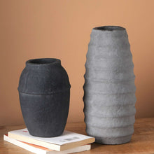 Load image into Gallery viewer, Paper Mache Vase, Black Minimal Shape
