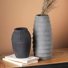 Load image into Gallery viewer, Paper Mache Vase, Black Minimal Shape
