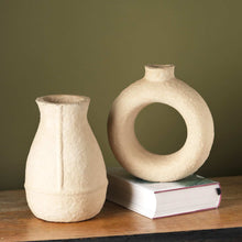 Load image into Gallery viewer, Paper Mache Vase, White Minimal Shape
