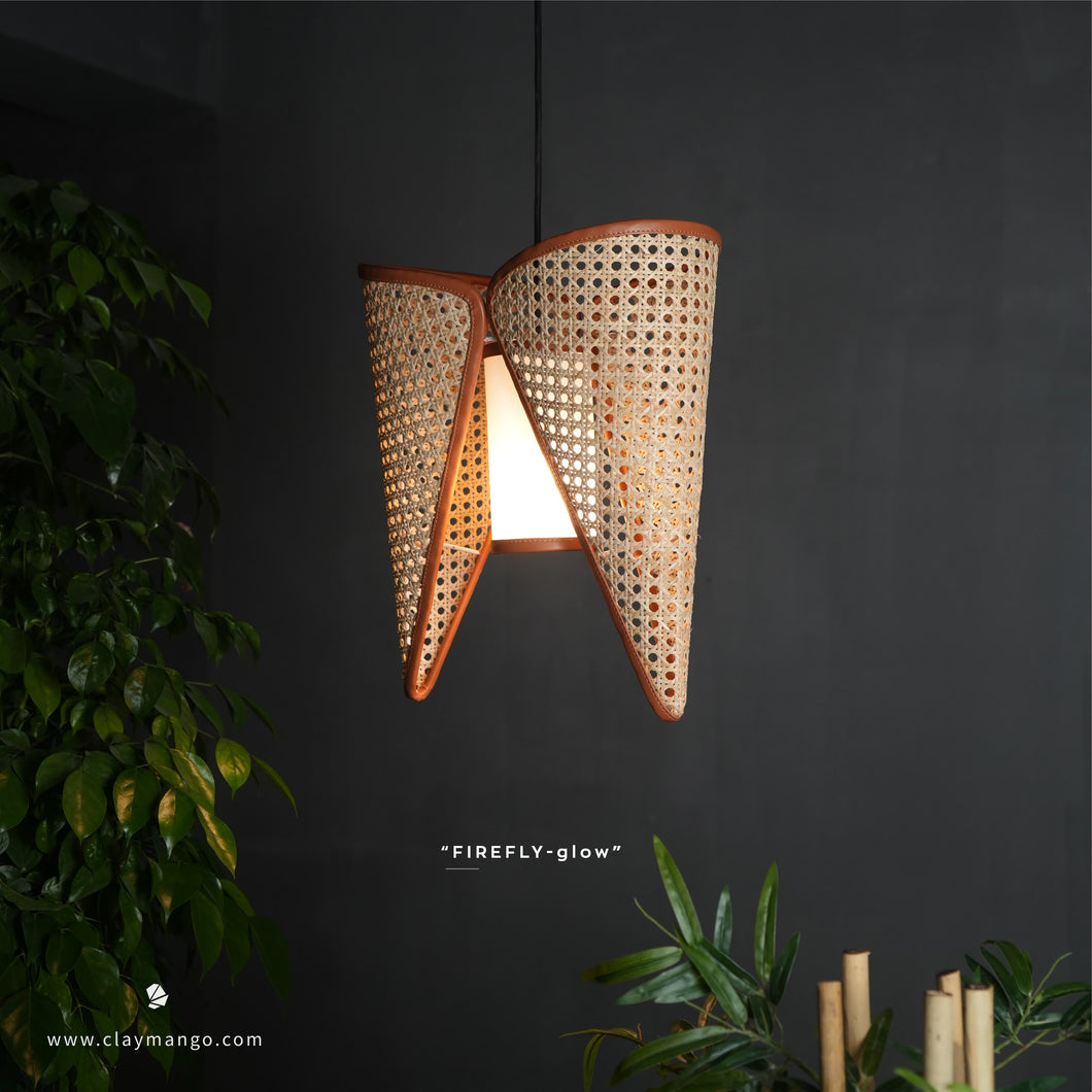 Firefly Glow - Unique handmade Woven Hanging Pendant Light, Natural/Cane Pendant Light for Home restaurants and offices.