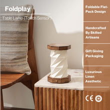 Load image into Gallery viewer, FOLDPLAY TABLE LAMP - FOLDABLE 100% LINEN, PORTABLE, TOUCH SENSOR DESK LAMP
