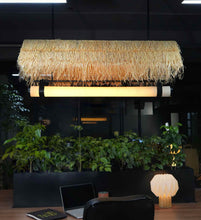 Load image into Gallery viewer, Morocco Hut Linear lamp -  Natural cane mesh and Raffia Grass for Home, restaurants and offices.
