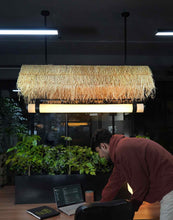 Load image into Gallery viewer, Morocco Hut Linear lamp -  Natural cane mesh and Raffia Grass for Home, restaurants and offices.
