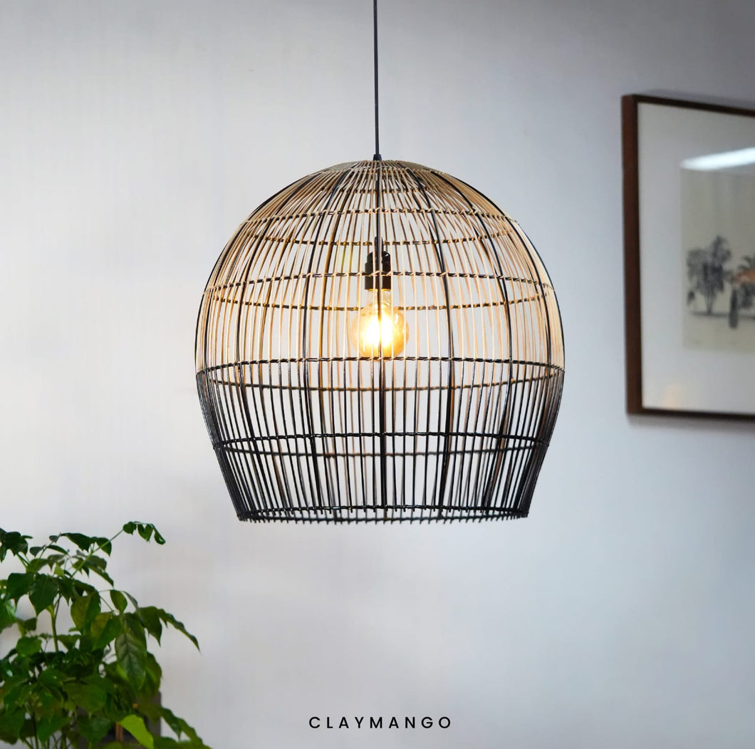 CageGlow-Unique handmade Woven Hanging Pendant Light, Natural/Cane Pendant Light for Home restaurants and offices.