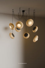 Load image into Gallery viewer, Eclipse Cluster 2.0 - Bamboo 8 Lampshades Cluster Pendant Lamp.
