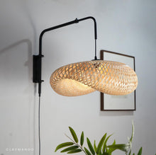 Load image into Gallery viewer, S curve Sconce - Unique handmade Woven Wall Sconce Light, Natural/Bamboo Wall Sconce Light for Home restaurants and offices.
