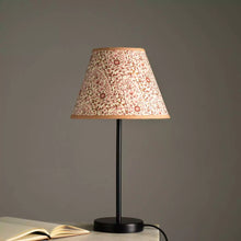 Load image into Gallery viewer, Nordic Night Table Lamp - Floral Flourish Print Desk Lamp - Bedside Lamp Made from Cotton Recycled Paper, Indian Block Printing Technique
