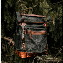 Load image into Gallery viewer, Handcrafted &quot;Wolf Pack (Forest green)&quot; waxed canvas Backpack with lifetime repair warranty-Bags-Claymango.com
