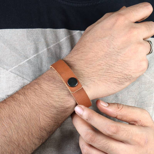 Minimal Harness Leather Tan Wrist Ban-Unisex-Mens Accessories-Claymango.com