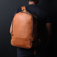 Load image into Gallery viewer, tan leather backpack for school
