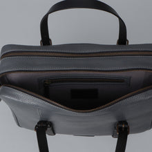 Load image into Gallery viewer, grey leather laptop briefcase 
