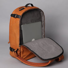 Load image into Gallery viewer, tan leather laptop backpack 
