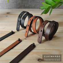 Load image into Gallery viewer, Kubek-Minimal genuine leather wrist bands two fold - set of 3 (Black+Tan+ Brown)
